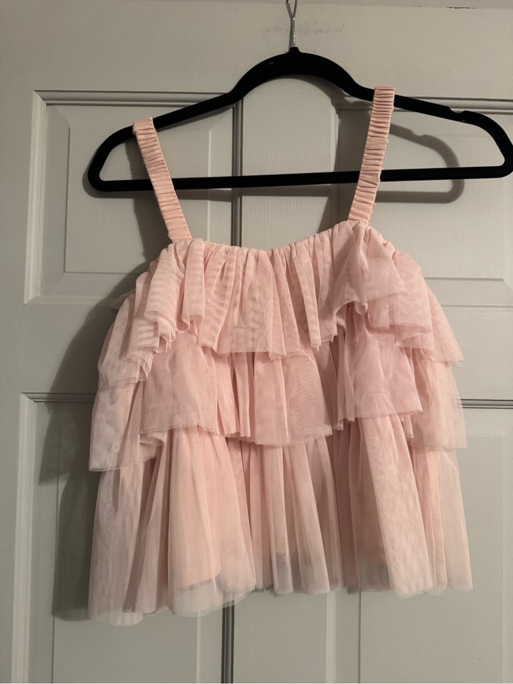 Women’s Pink Layered Tulle Ruffle Tank Top